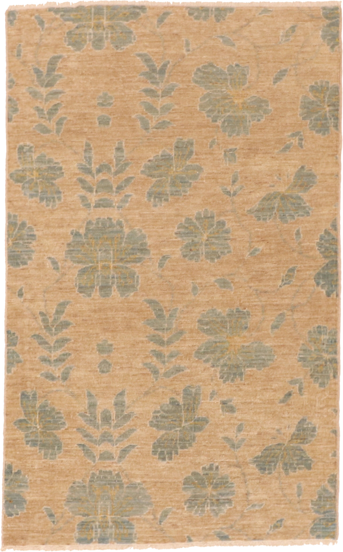 W 2.11 L 4.9 Modern 100% Wool Hand-Woven Floral Design - 59933