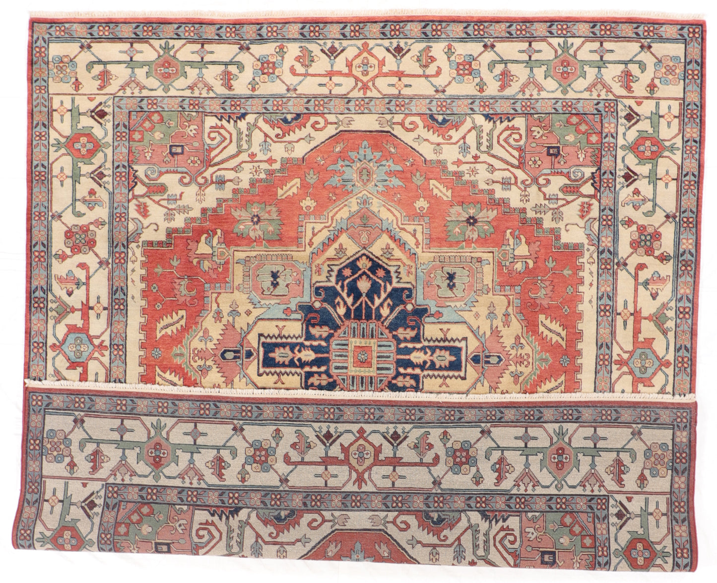 W 10 L 10.8 Serapie 100% Wool Hand-Woven Medallion Design - 59940
