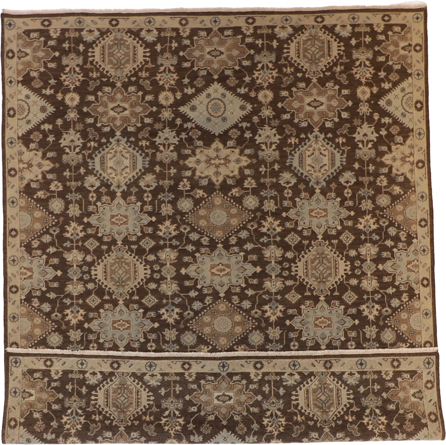 W 8 L 10 Mahal 100% Wool Hand-Woven All-Over Design - 59949