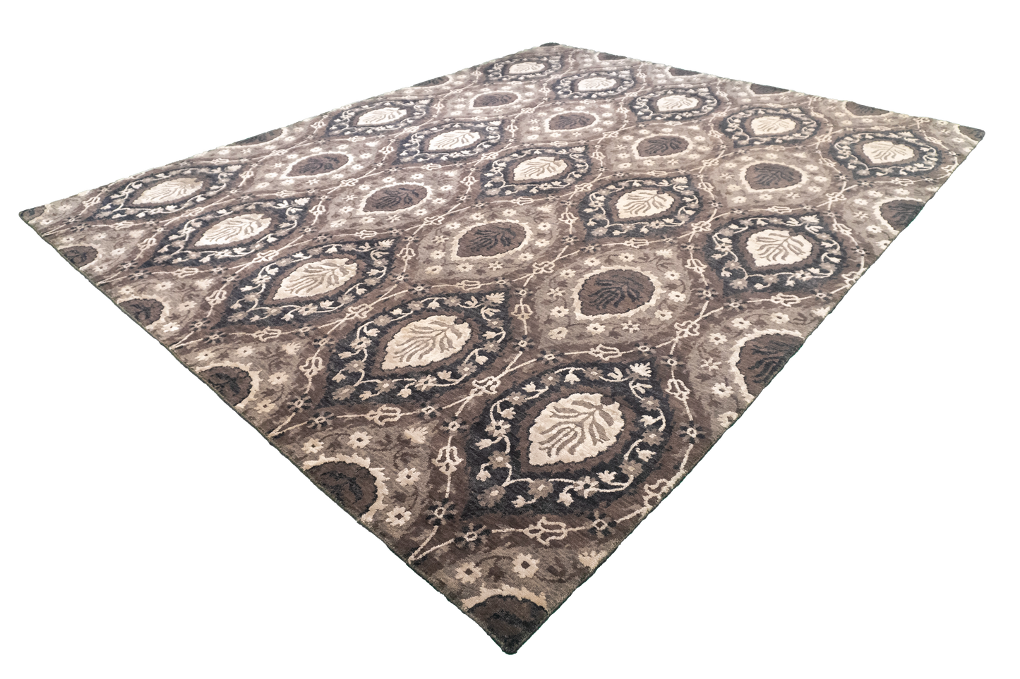 W 8 L 10 Modern Wool And Silk Blend Hand-Woven All-Over Design - 59973