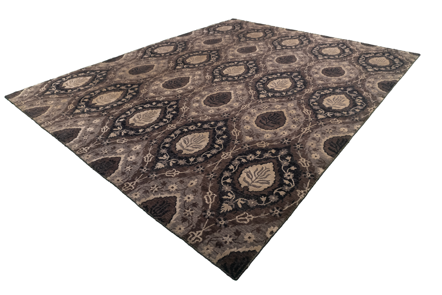 W 8 L 10 Modern Wool And Silk Blend Hand-Woven All-Over Design - 59973