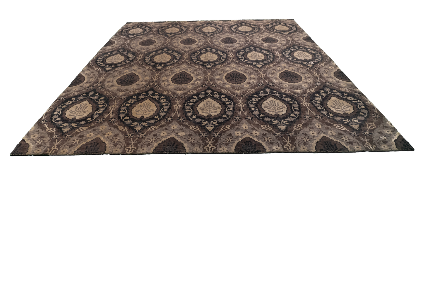 W 8 L 10 Modern Wool And Silk Blend Hand-Woven All-Over Design - 59973