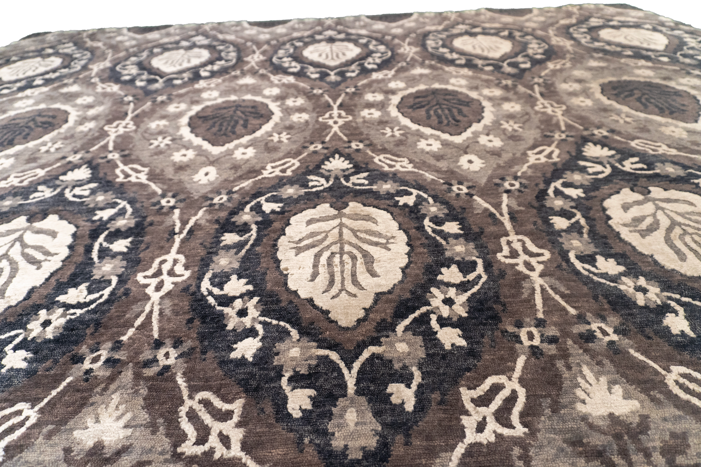 W 8 L 10 Modern Wool And Silk Blend Hand-Woven All-Over Design - 59973