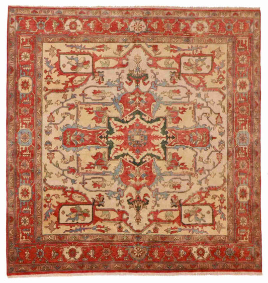 8 x 8.3 - Serapie Wool Traditional Square - Finest Hand-Knotted Quality Wool — 59981