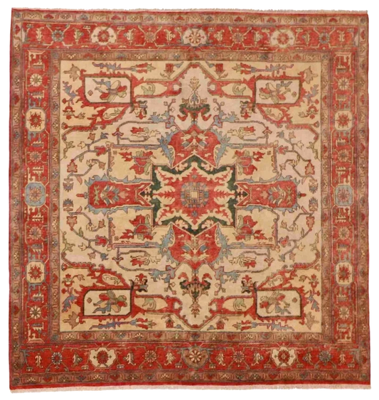W 8 L 8.3 Serapie 100% Wool Handmade Medalion Design - 59981