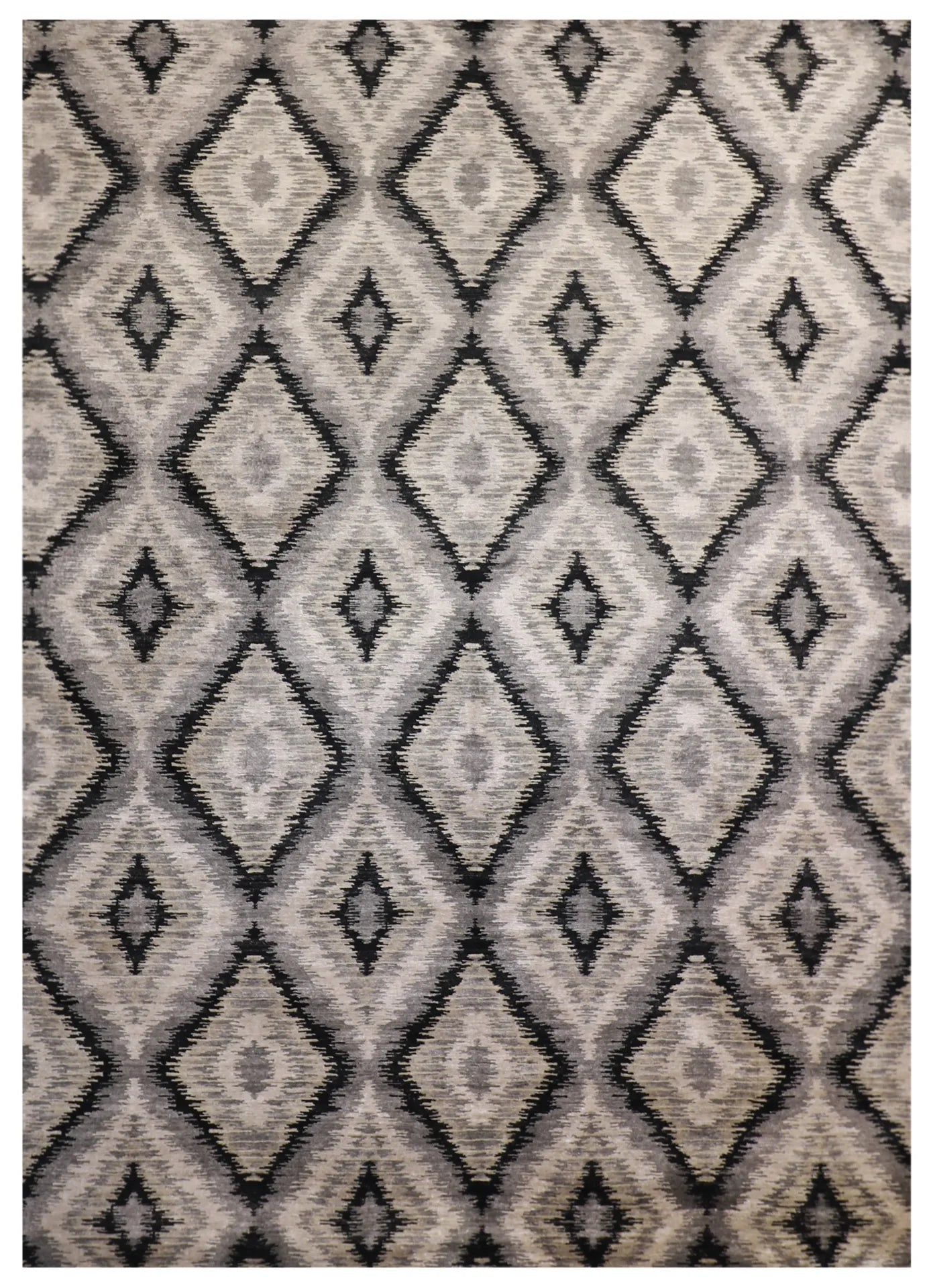 W 9 L 12 Modern Wool And Silk Blend Hand-Woven Contemporary Design - 59982