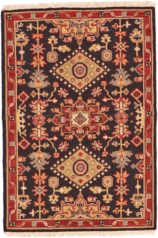 W 2 L 3 Karajeh 100% Wool Hand-Woven Geometric Design - 59990