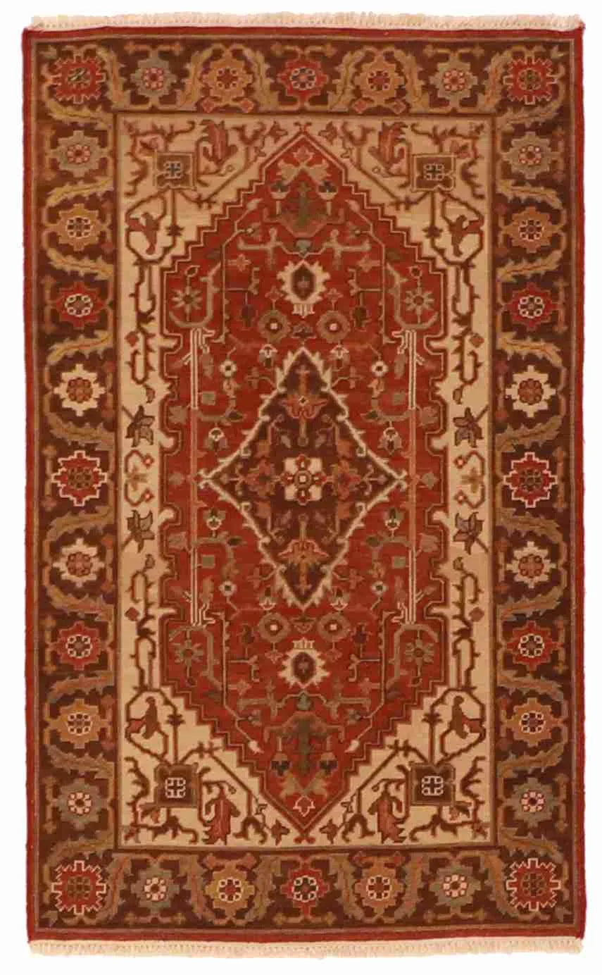 3 x 5 - Heriz Fine/Wool Medallion Rectangle - Finest Hand-Knotted Quality Wool — 59992