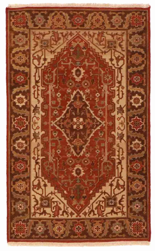 3 x 5 - Heriz Fine/Wool Medallion Rectangle - Finest Hand-Knotted Quality Wool — 59992