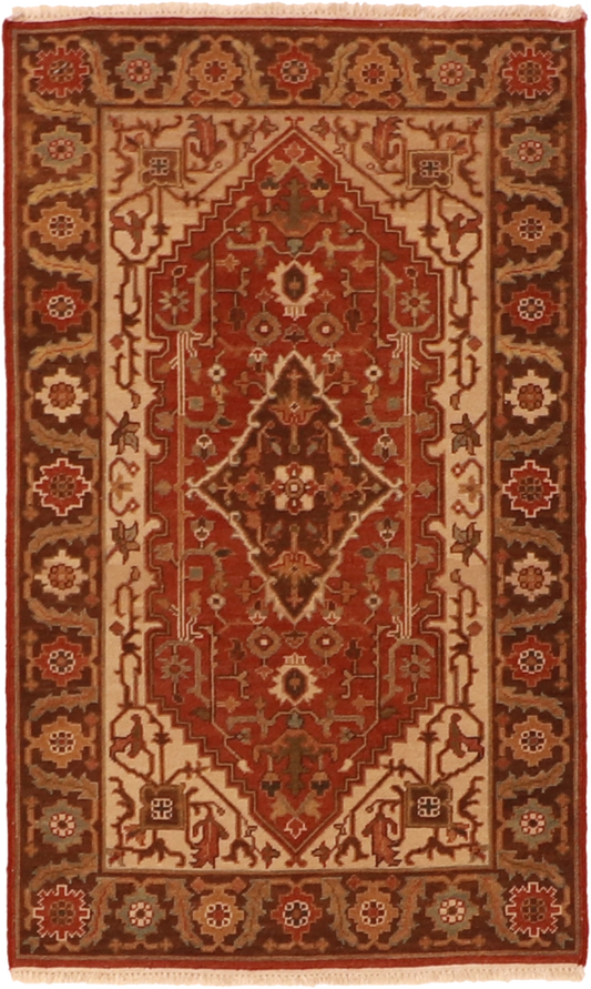 W 3 L 5 Heriz 100% Wool Hand-Woven Medallion Design - 59992