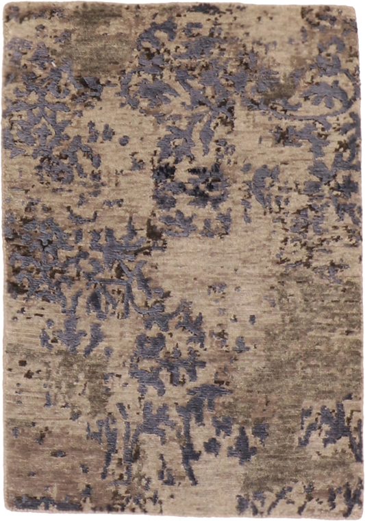 W 2 - L 3 Modern Wool-Silk Blend Hand-Woven All-Over Design - 59998