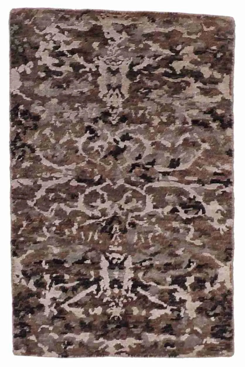 W 2 - L 3 - Modern Silk/Wool All Over Rectangle - Finest Hand-Knotted Quality Wool/Silk - 59999