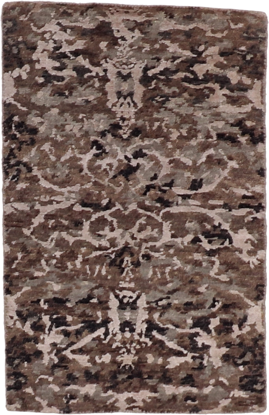 W 2 - L 3 Modern Wool-Silk Blend Hand-Woven All-Over Design - 59999