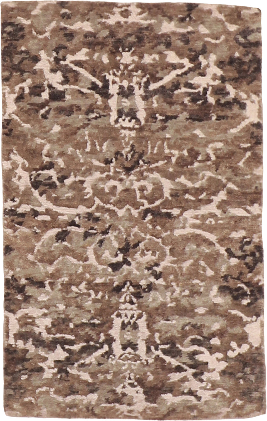 W 2 - L 3 Modern Wool-Silk Blend Hand-Woven All-Over Design - 60000