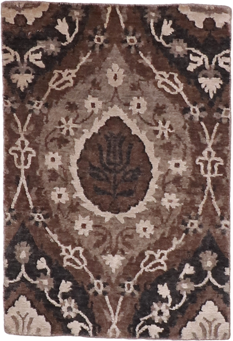 W 2 - L 3 Modern Wool-Silk Blend Hand-Woven All-Over Design - 60008