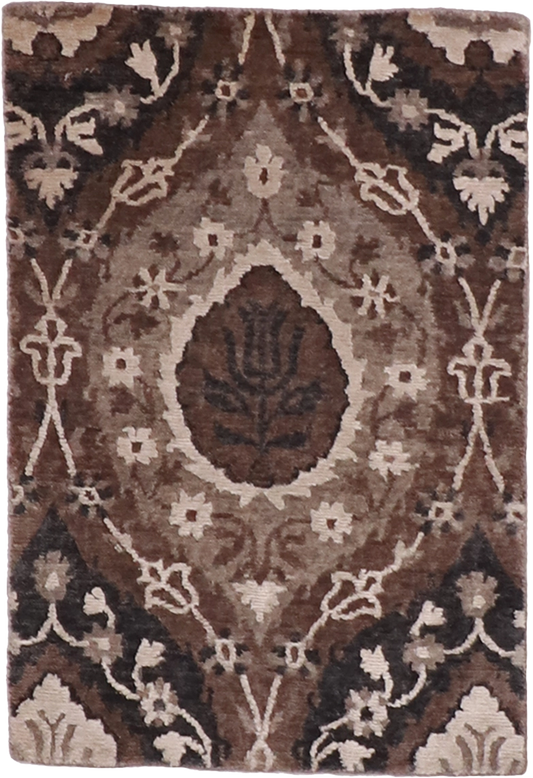 W 2 - L 3 Modern Wool-Silk Blend Hand-Woven All-Over Design - 60008