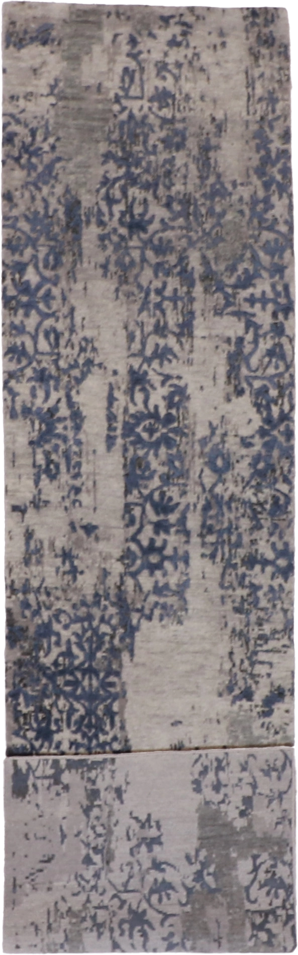W 2.6 - L 9.10 Modern Runner Wool-Silk Blend Hand-Woven All-Over Design - 60013