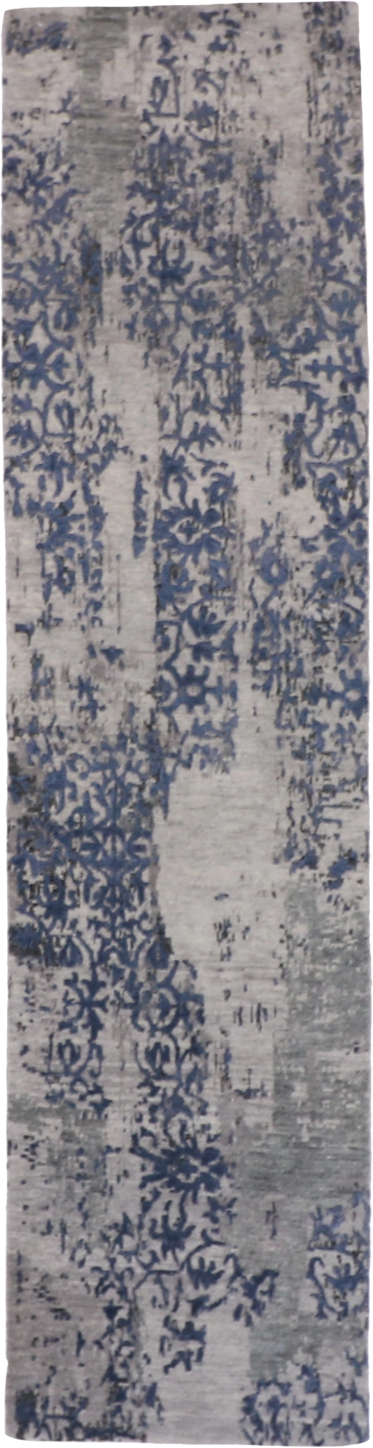 W 2.6 - L 9.10 Modern Runner Wool-Silk Blend Hand-Woven All-Over Design - 60013