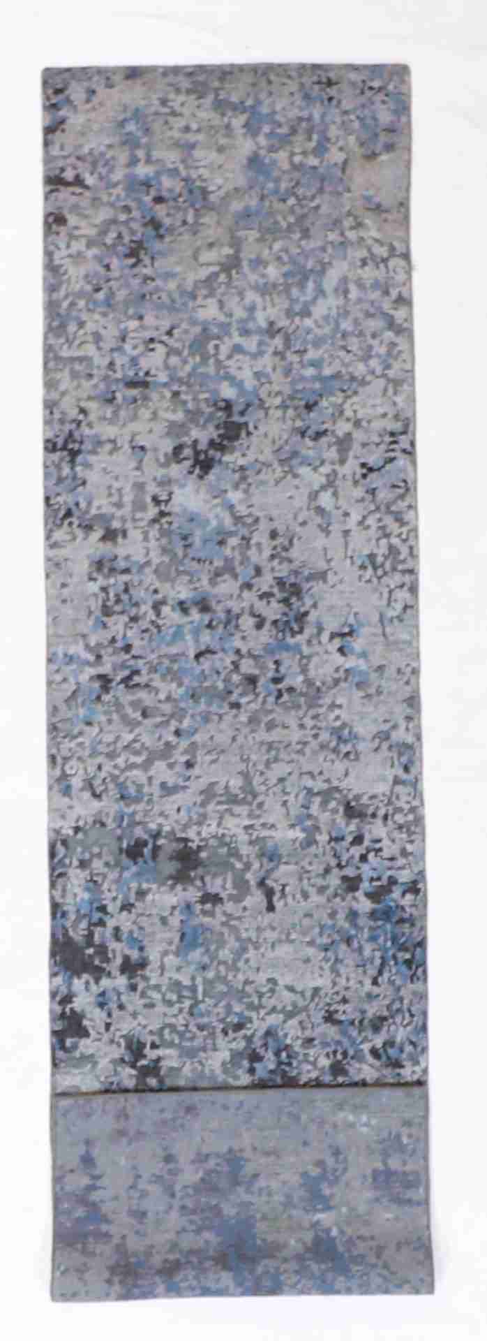 W 2.6 L 8.8 Modern Runner Wool And Silk Blend Hand-Woven All-Over Design - 60014