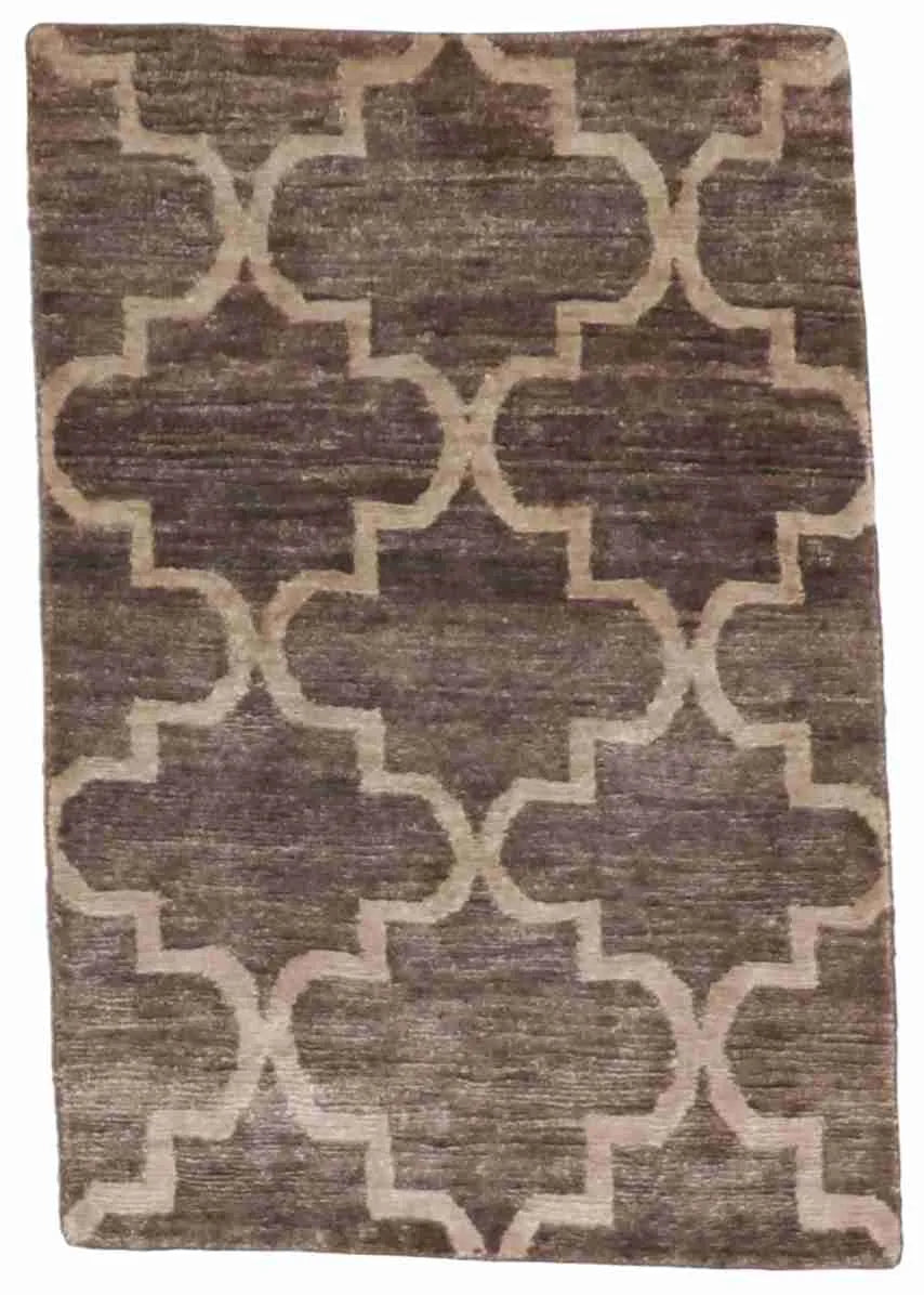 W 2 - L 3 - Modern Silk All Over Rectangle - Finest Hand-Knotted Quality Silk - 60020