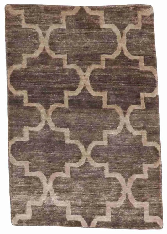 W 2 - L 3 - Modern Silk All Over Rectangle - Finest Hand-Knotted Quality Silk - 60020