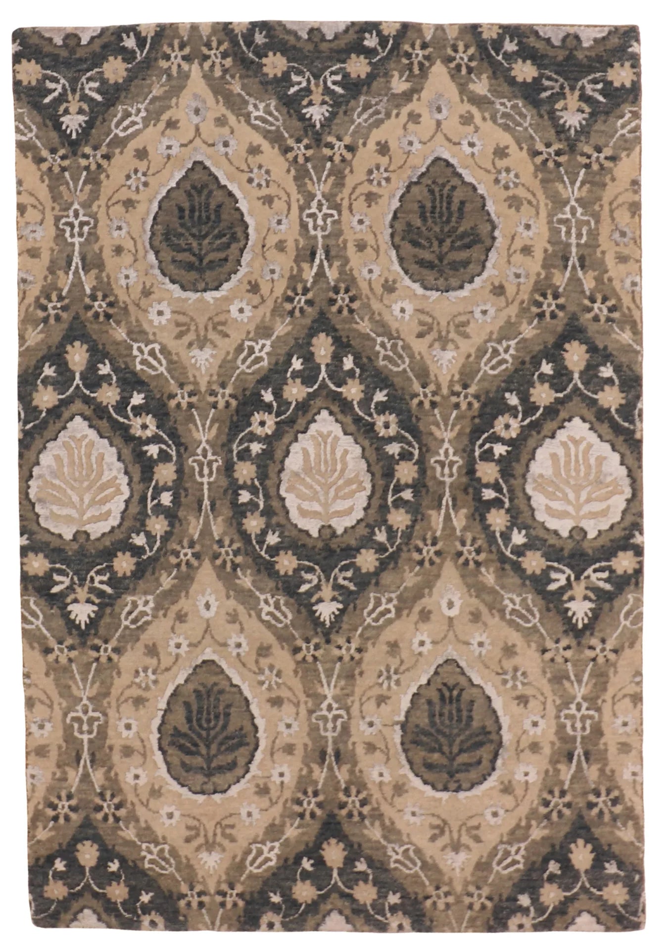 4 x 6 - Modern Wool/Silk All Over Rectangle - Finest Hand-Knotted Quality Wool — 60047