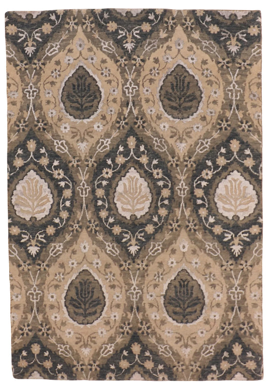 4 x 6 - Modern Wool/Silk All Over Rectangle - Finest Hand-Knotted Quality Wool — 60047