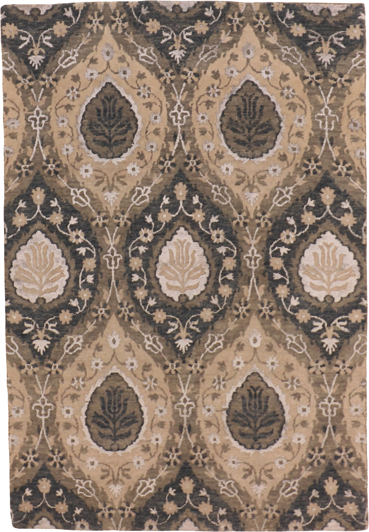 W 4 - L 6 Modern Wool-Silk Blend Hand-Woven All-Over Design - 60047
