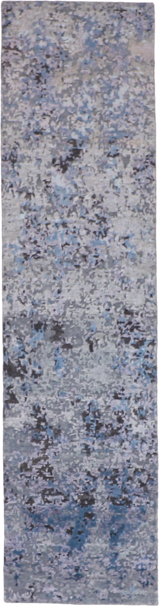 W 2.5 - L 9.2 Modern Runner Wool-Silk Blend Hand-Woven All-Over Design - 60049