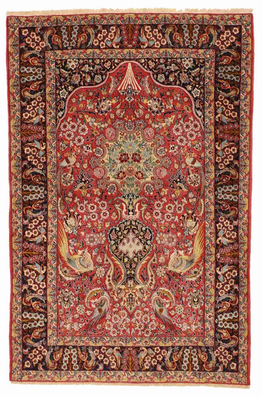 3.7 x 5.4 - Isfahan Silk All Over Rectangle - Finest Hand-Knotted Quality Wool — 60079