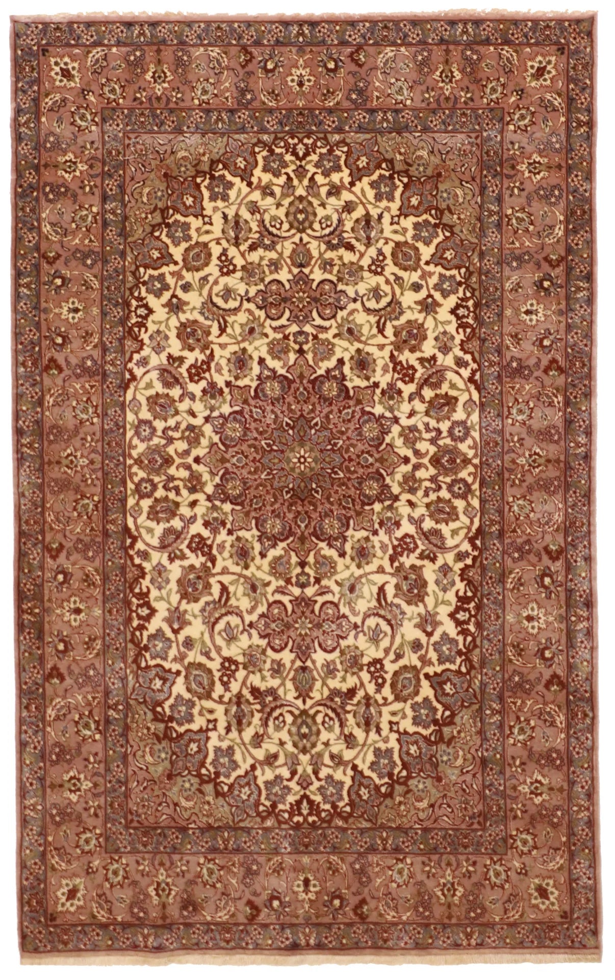 3.7 x 5.8 - Isfahan Wool Traditional Rectangle - Finest Hand-Knotted Quality Wool — 60080