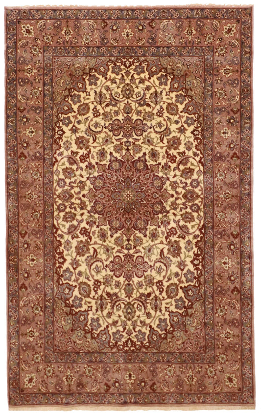 3.7 x 5.8 - Isfahan Wool Traditional Rectangle - Finest Hand-Knotted Quality Wool — 60080