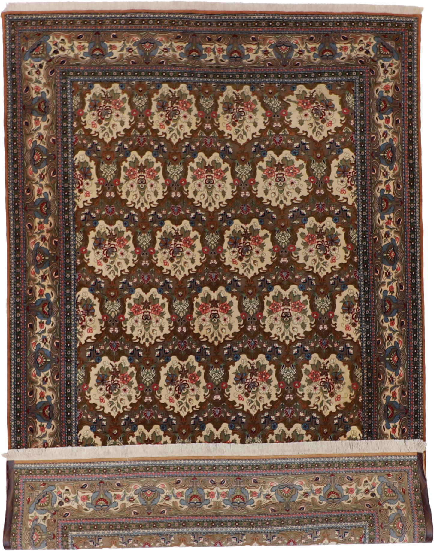 W 6.6 - L 9.11 - Qum Wool Traditional Rectangle - Finest Hand-Knotted Quality Wool - 60086