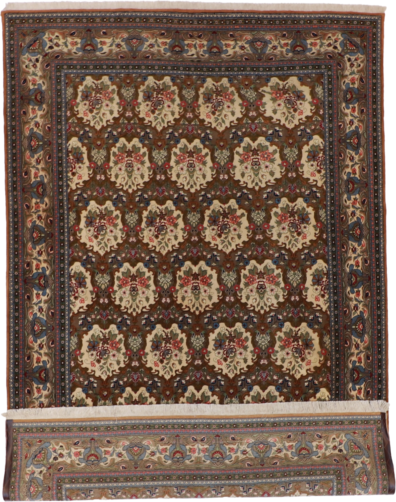W 6.6 - L 9.11 - Qum Wool Traditional Rectangle - Finest Hand-Knotted Quality Wool - 60086