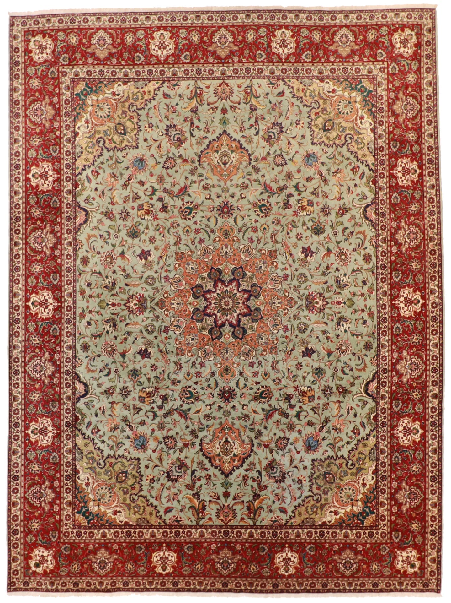 W 9.11 - L 13.2 - Tabriz Fine/Wool Floral Rectangle - Finest Hand-Knotted Quality Wool - 60087