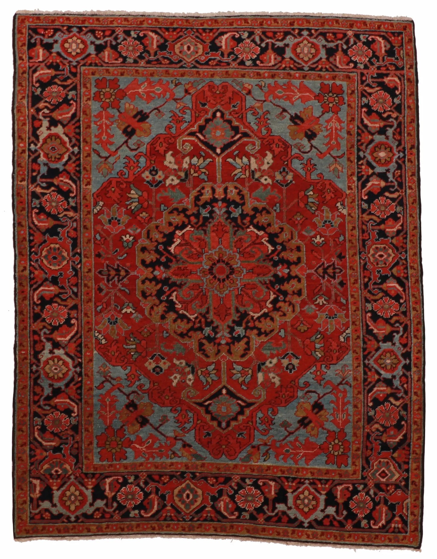 4.11 x 6.3 - Serapie Wool Traditional Rectangle - Finest Hand-Knotted Quality Wool — 60121