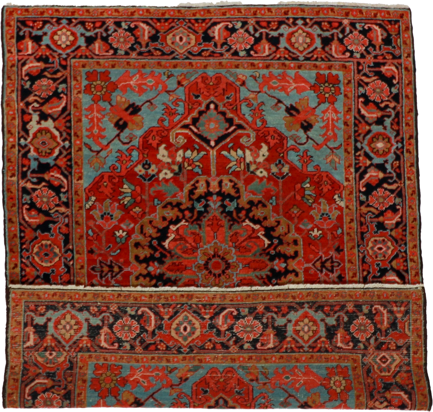 W 4.11 L 6.3 Serapie 100% Wool Hand-Woven Medallion Design - 60121