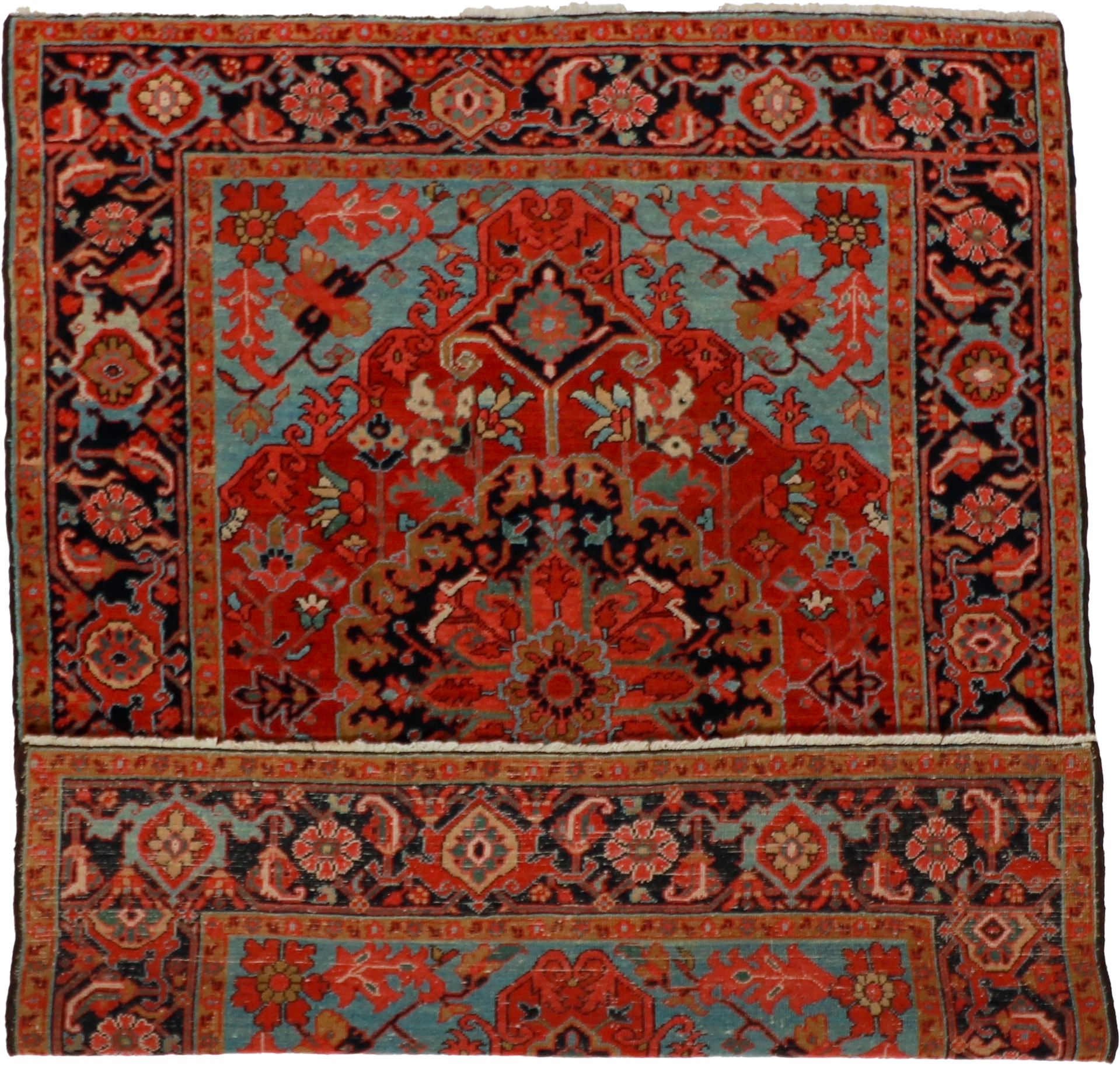 W 4.11 L 6.3 Serapie 100% Wool Hand-Woven Medallion Design - 60121