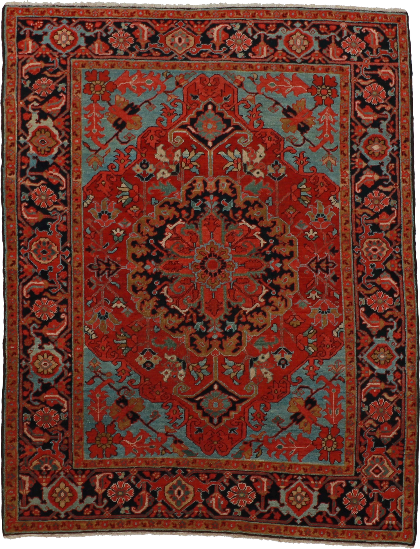 W 4.11 L 6.3 Serapie 100% Wool Hand-Woven Medallion Design - 60121