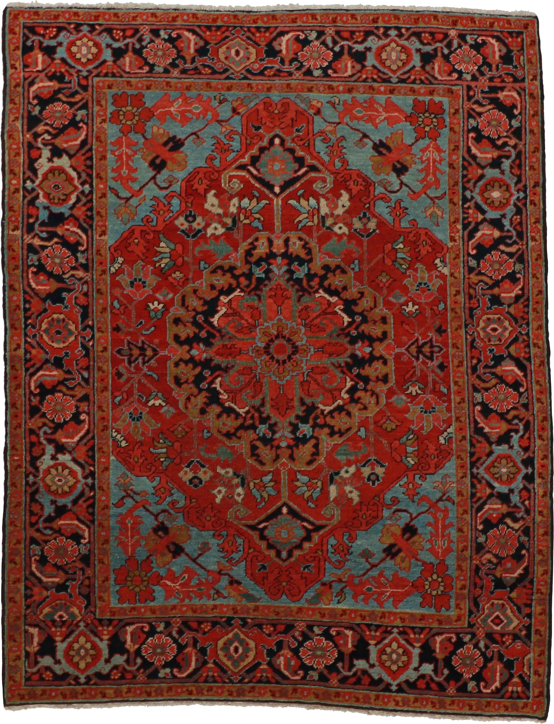 W 4.11 L 6.3 Serapie 100% Wool Hand-Woven Medallion Design - 60121