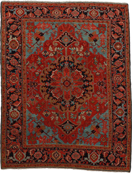 W 4.11 L 6.3 Serapie 100% Wool Hand-Woven Medallion Design - 60121