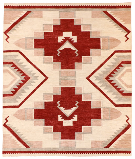 W 8.4 - L 9.10 - Mountain Modern Wool Western Rectangle - Finest Hand-Knotted Quality Wool - 60129