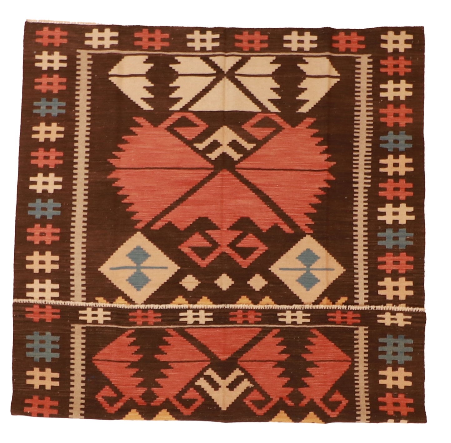 W 5.11 L 7.6 Kilim 100% Wool Hand-Woven All-Over Design - 60132