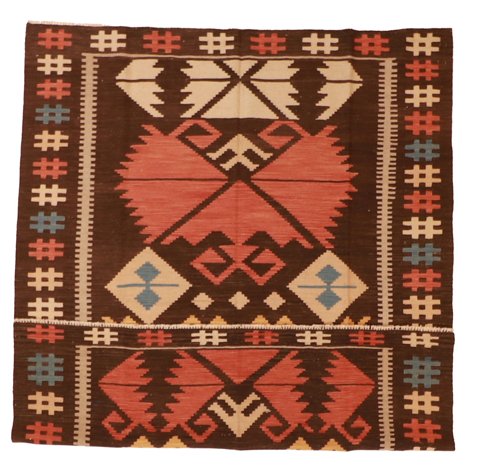 W 5.11 L 7.6 Kilim 100% Wool Hand-Woven All-Over Design - 60132