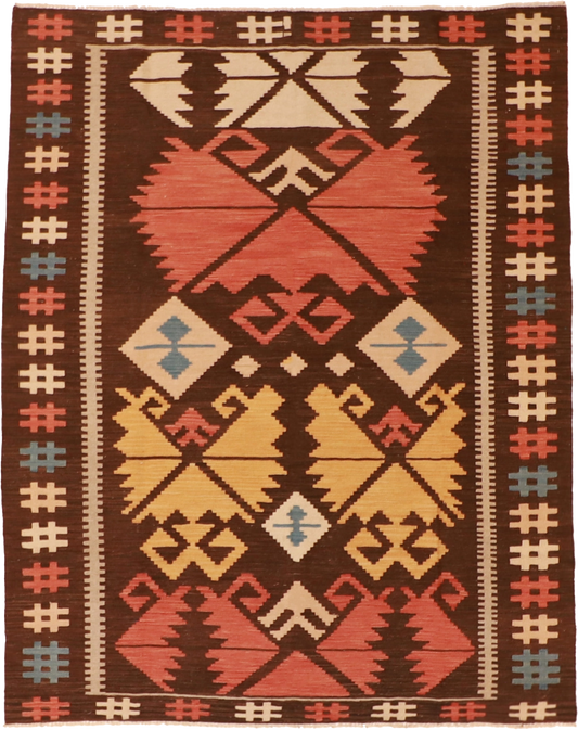 W 5.11 - L 7.6 Kilim 100% Wool Hand-Woven All-Over Design - 60132