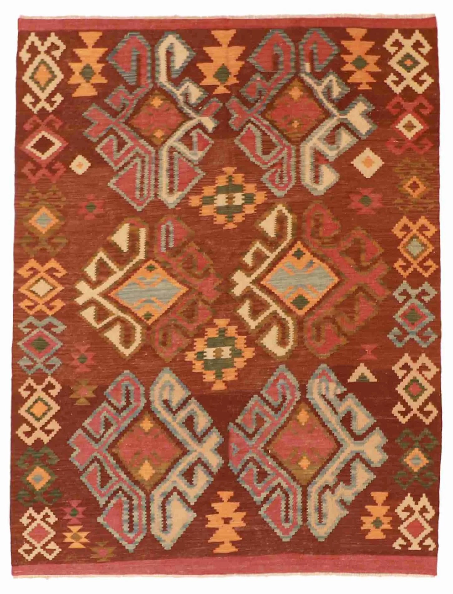 5.10 x 7.8 - Kilim Fine/Wool All Over Rectangle - Finest Hand-Made Quality Wool - 60133