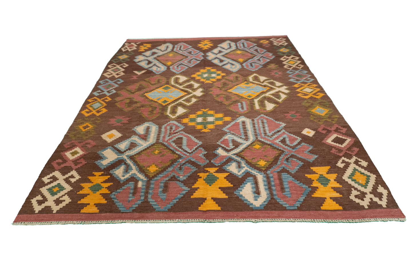 W 5.10 - L 7.8 - Kilim Fine/Wool All Over Rectangle - Finest Hand-Made Quality Wool - 60133