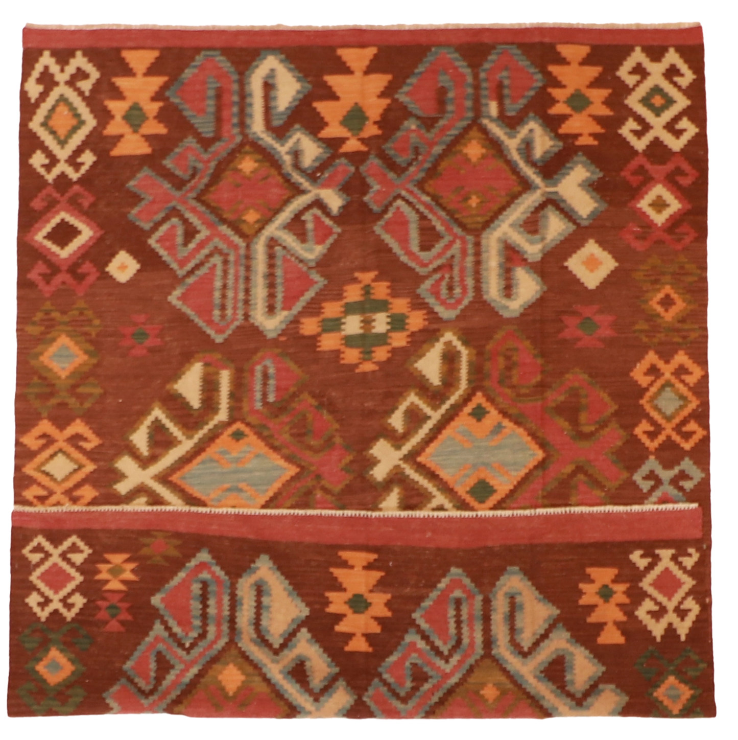 W 5.10 L 7.8 Kilim 100% Wool Hand-Woven All-Over Design - 60133