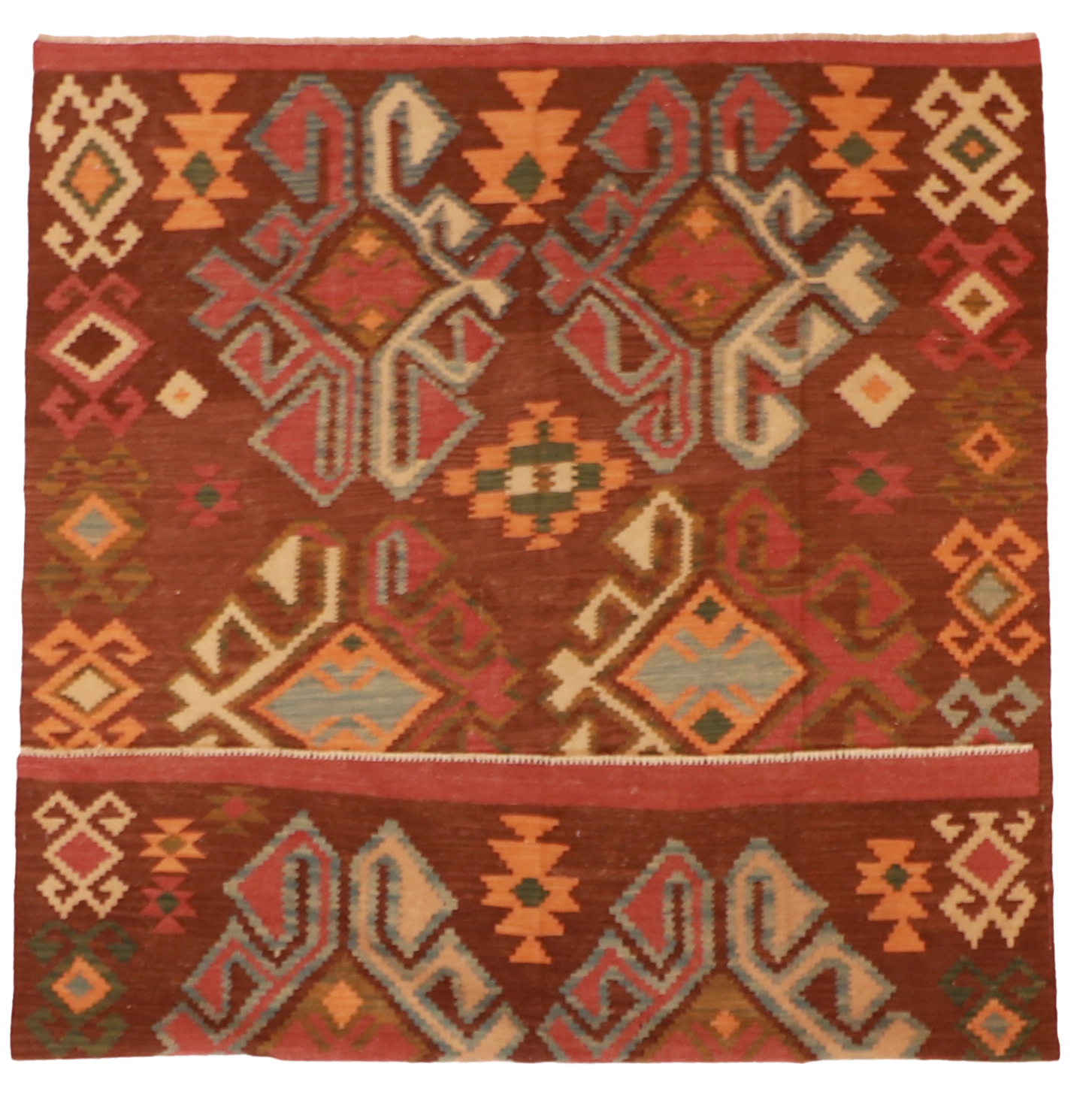 W 5.10 L 7.8 Kilim 100% Wool Hand-Woven All-Over Design - 60133