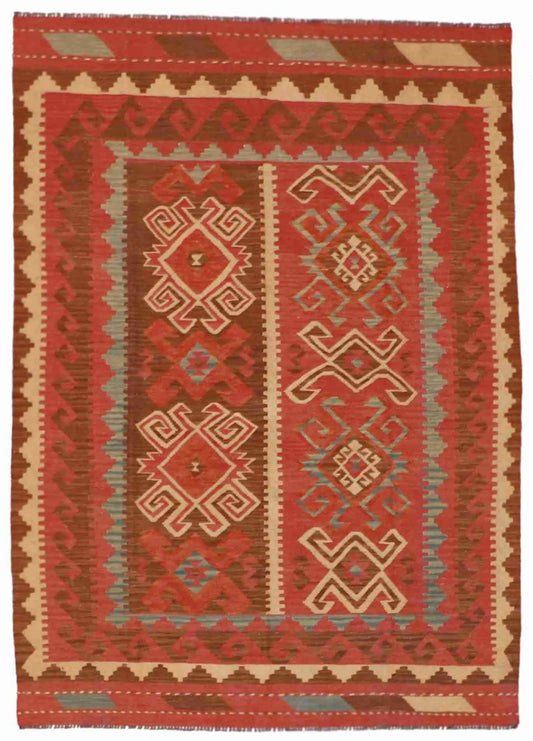5.7 x 9 - Kilim Fine/Wool All Over Rectangle - Finest Hand-Made Quality Wool — 60134